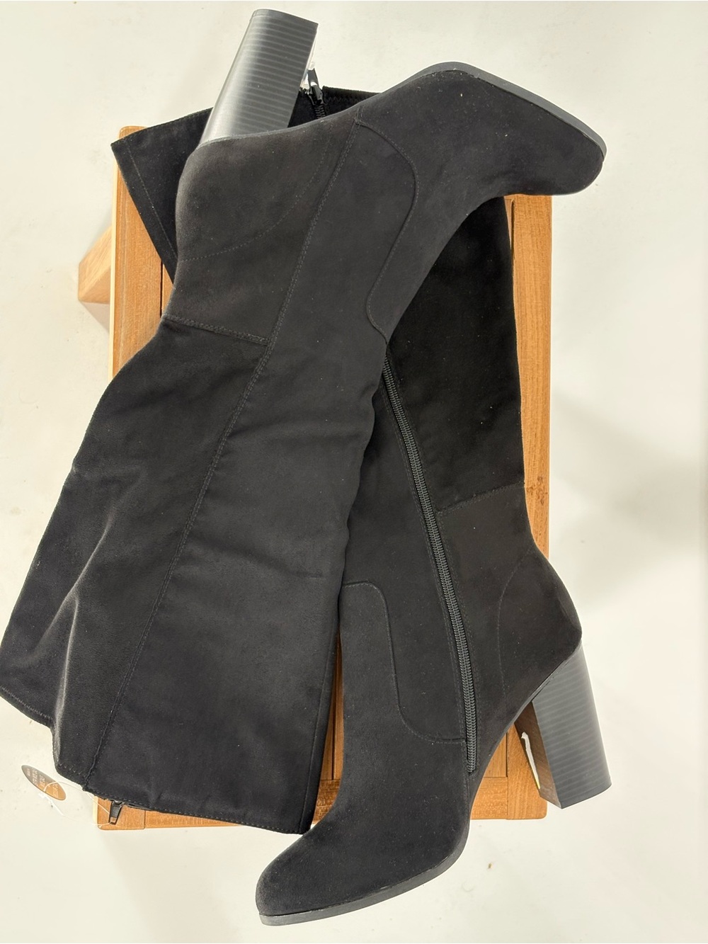 New style & Co Black Suede Knee-High Block Heel Boots - Women size 11 W/XWC
